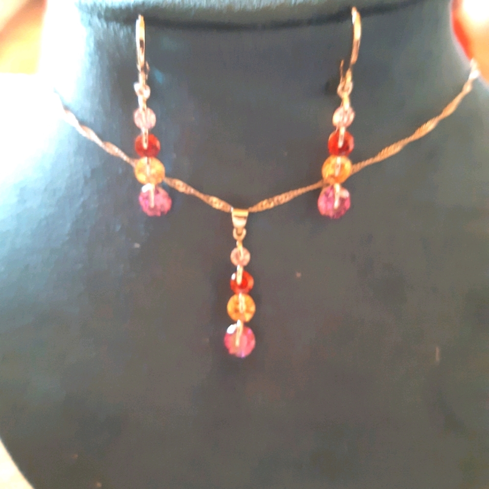 Silver multi faux gem set.